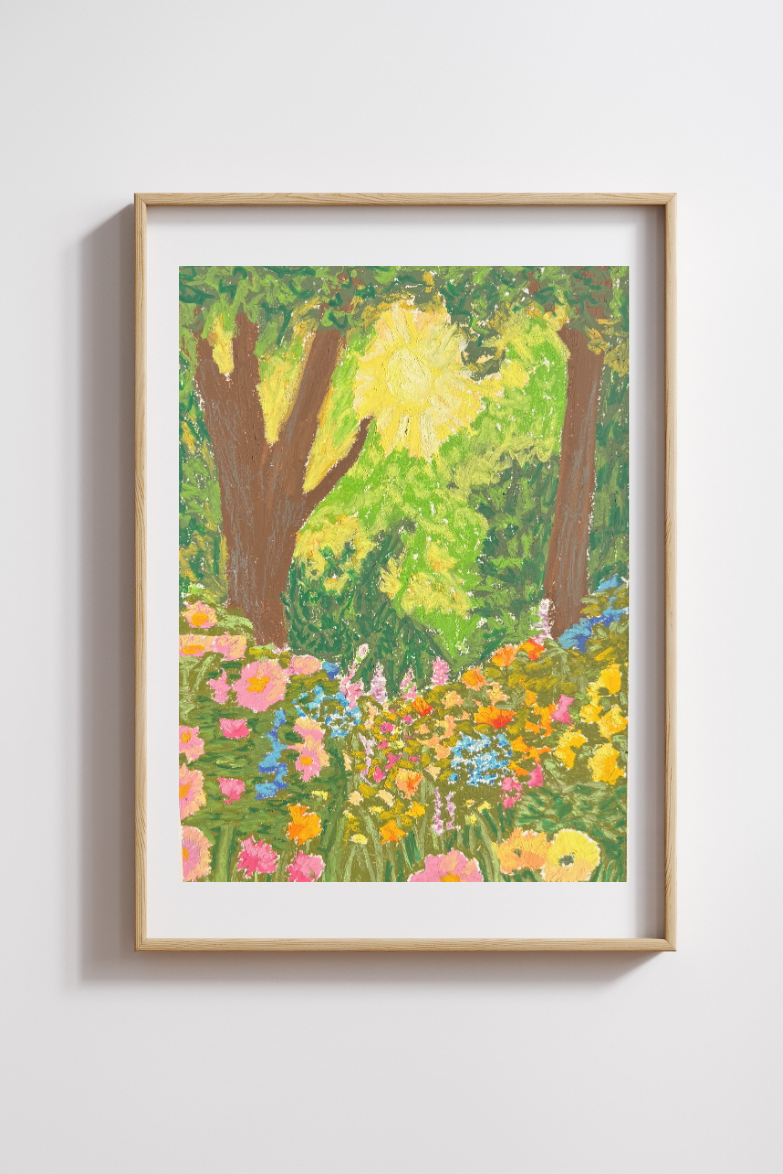 Spring Forest Oil Pastel Drawing