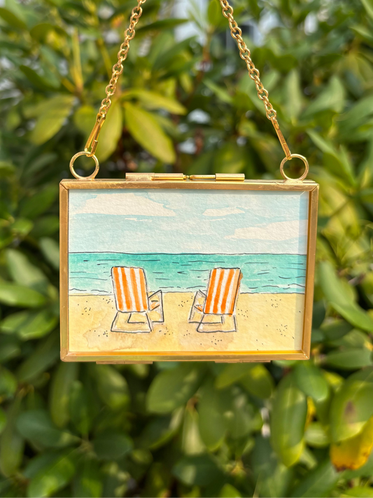 Two Beach Chairs Mini Painting